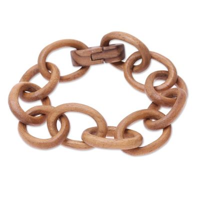 Alternate image for Handcrafted Modern Teak Wood Link Bracelet from India Modern Connections