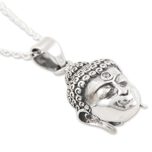 Alternate image for Hand Crafted Sterling Silver and Buddha Pendant Necklace Little Buddha
