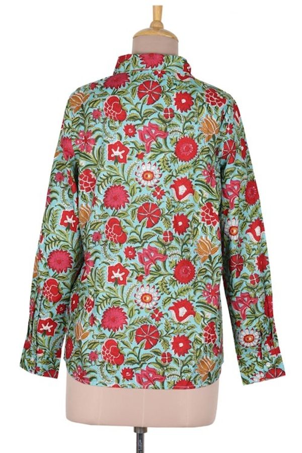 Alternate image for Printed Button-Up Cotton Shirt Spring Awakening