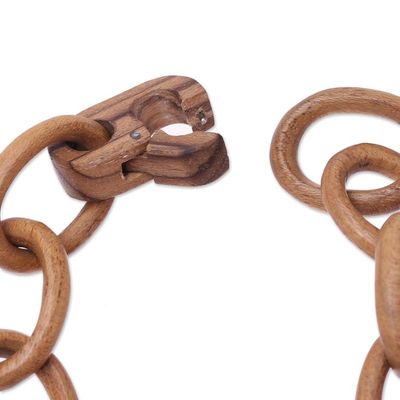Alternate image for Handcrafted Modern Teak Wood Link Bracelet from India Modern Connections
