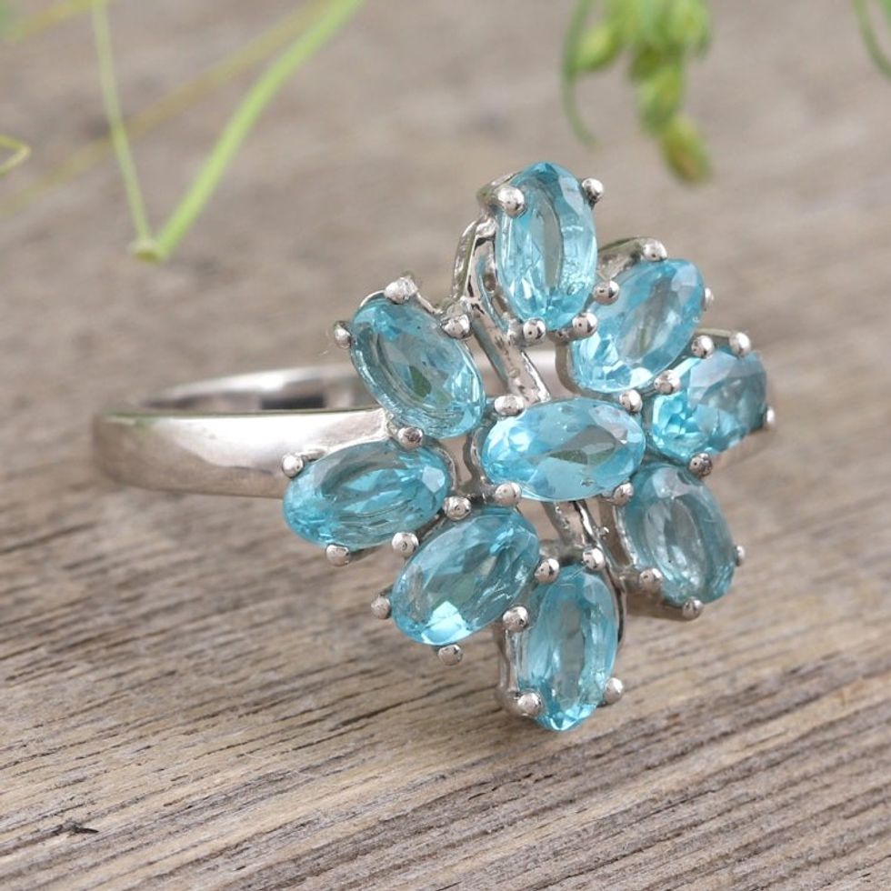 Sterling Silver and Apatite Cocktail Ring 'Forever and Ever'