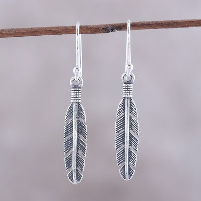 Alternate image for Sterling Silver Feather Dangle Earrings from India Light Touch