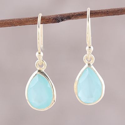 Alternate image for Gold Plated 4-Carat Chalcedony Dangle Earrings from India Fantastic Drops