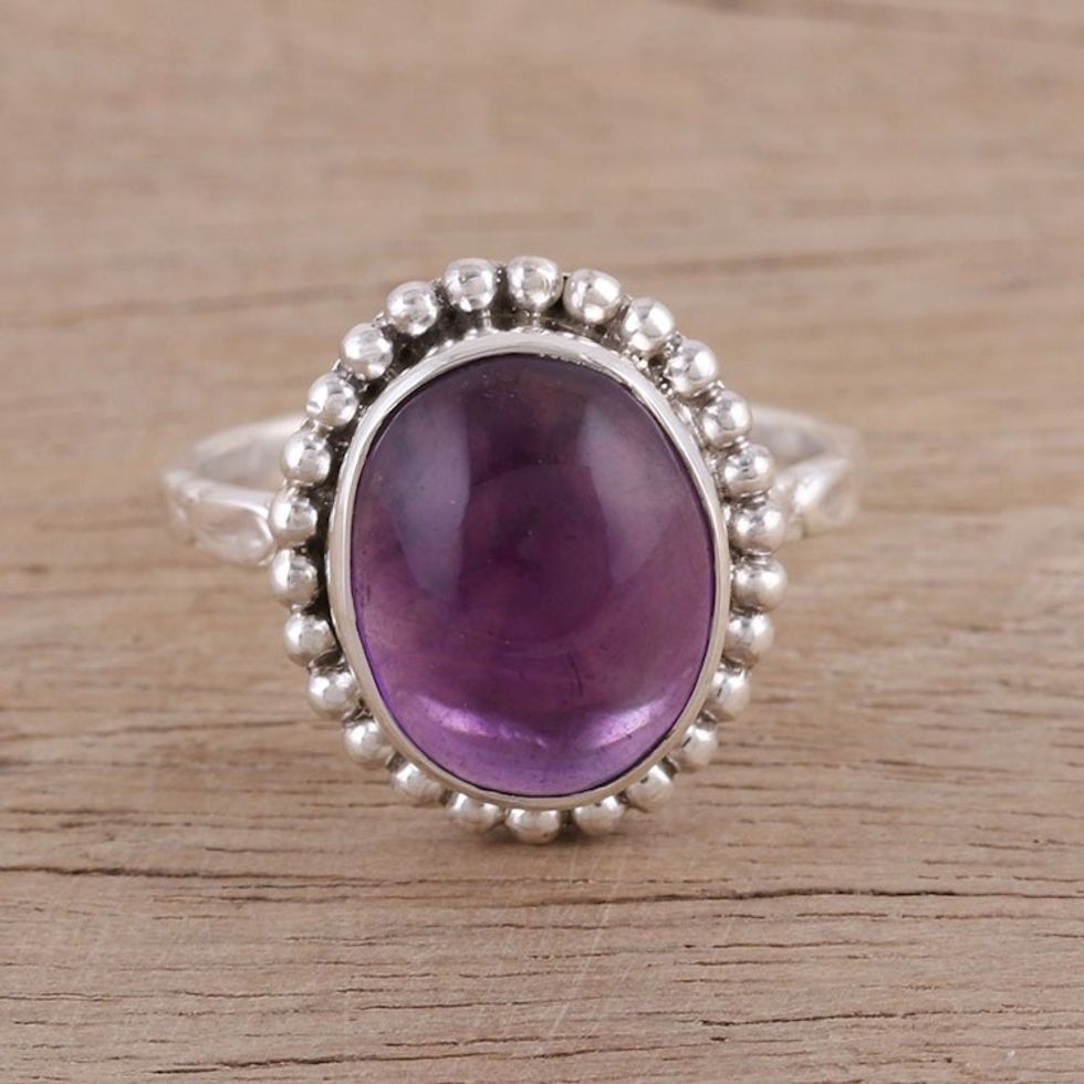 Artisan Handmade Amethyst 925 Sterling Silver Cocktail Ring 'Serene Dream'