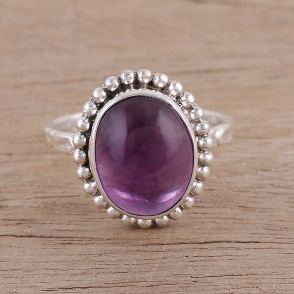 Alternate image for Artisan Handmade Amethyst 925 Sterling Silver Cocktail Ring Serene Dream