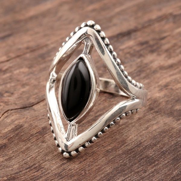 Alternate image for Marquise Onyx Cocktail Ring Crafted in India Magical Kite