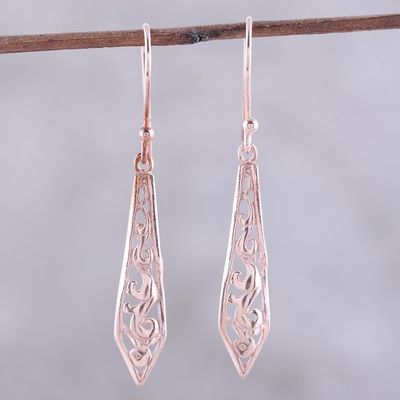 Alternate image for Rose Gold Plated Sterling Silver Dangle Earrings from India Sword of Delhi