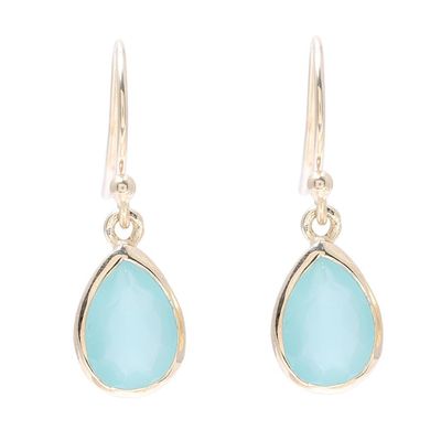 Alternate image for Gold Plated 4-Carat Chalcedony Dangle Earrings from India Fantastic Drops