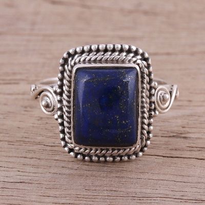 Alternate image for Artisan Crafted Lapis Lazuli Cocktail Ring from India Block Party