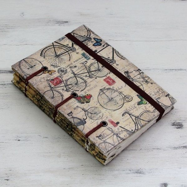 Alternate image for Artisan Crafted Journal with 60 Pages Blank Handmade Paper Vintage Bike Journeys