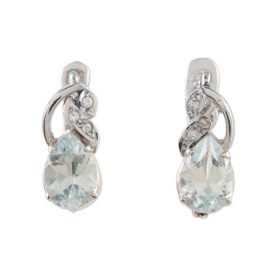 Alternate image for Rhodium-Plated Blue Topaz Drop Earrings Free People in Blue
