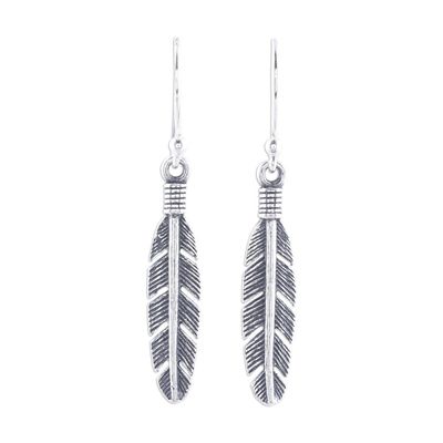 Alternate image for Sterling Silver Feather Dangle Earrings from India Light Touch