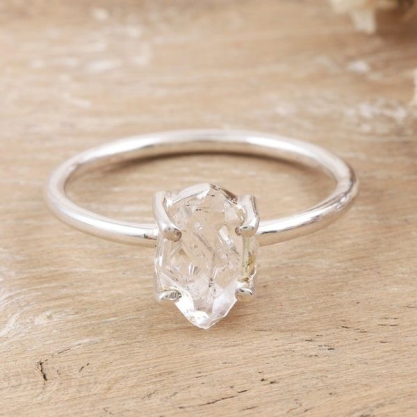 Alternate image for Polished Sterling Silver Solitaire Ring with Clear Quartz Soul Purity