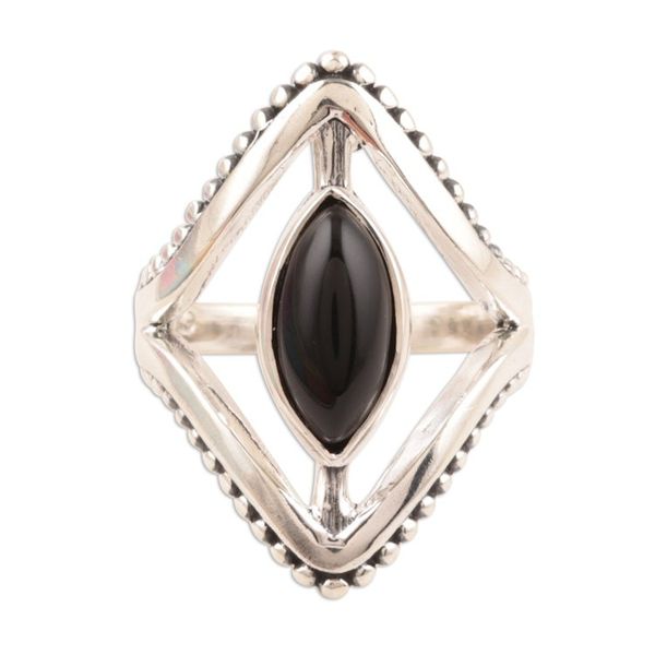 Alternate image for Marquise Onyx Cocktail Ring Crafted in India Magical Kite