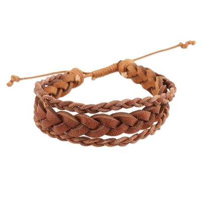 Alternate image for Unisex Braided Leather Wristband Bracelet Braided Charm