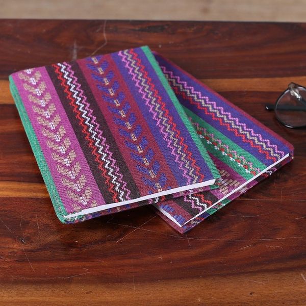 Alternate image for Pair of Cotton Jacquard Journals Made with Recycled Paper Love of Writing