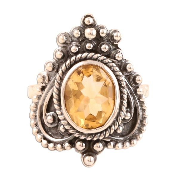 Alternate image for Three Carat Citrine Cocktail Ring from India Golden Magnificence