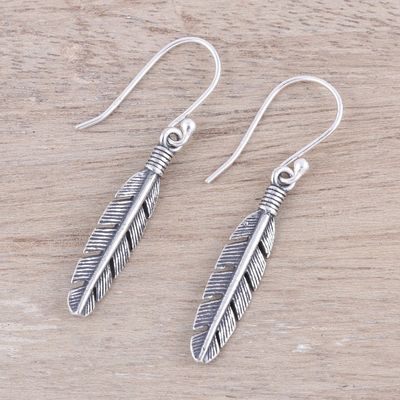 Alternate image for Sterling Silver Feather Dangle Earrings from India Light Touch