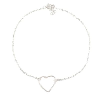 Alternate image for Hand Made Sterling Silver Heart Anklet Intimate Heart