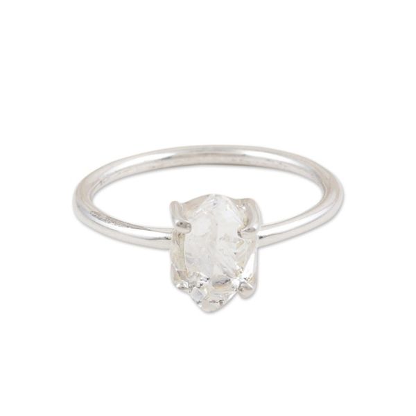 Alternate image for Polished Sterling Silver Solitaire Ring with Clear Quartz Soul Purity