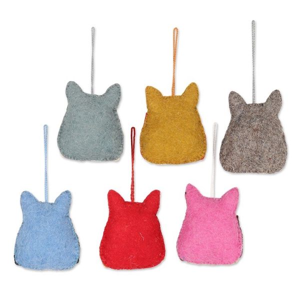Alternate image for Multicolored Felt Owl Ornaments Set of 6 Magical Owls