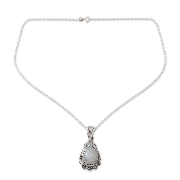 Alternate image for Ornate Handcrafted Sterling Silver Necklace with Moonstone Moonlight Glamour