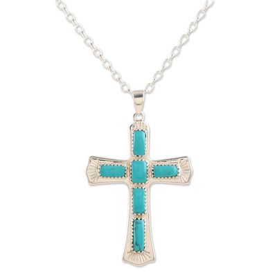 Alternate image for Unisex Sterling Silver Pendant Necklace with Cross Motif Heavenly Message
