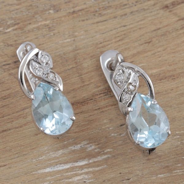Alternate image for Rhodium-Plated Blue Topaz Drop Earrings Free People in Blue