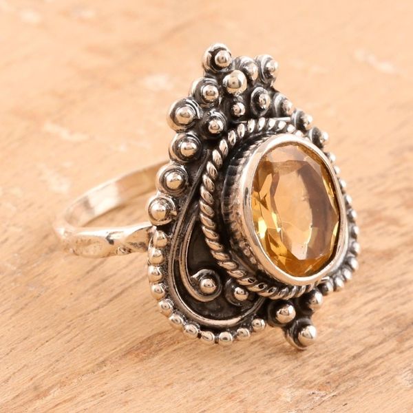 Alternate image for Three Carat Citrine Cocktail Ring from India Golden Magnificence