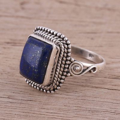 Alternate image for Artisan Crafted Lapis Lazuli Cocktail Ring from India Block Party