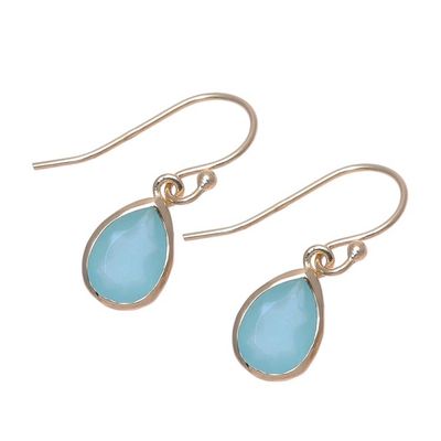 Alternate image for Gold Plated 4-Carat Chalcedony Dangle Earrings from India Fantastic Drops