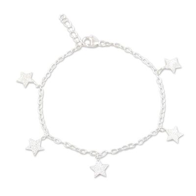 Alternate image for Hand Crafted Sterling Silver Charm Bracelet from India Dancing Stars