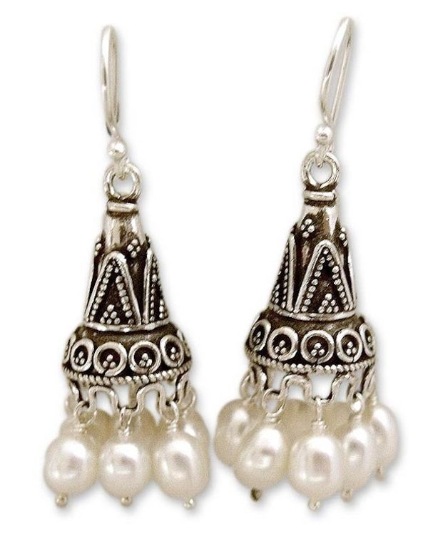 Alternate image for Pearl chandelier earrings Indian Ivory
