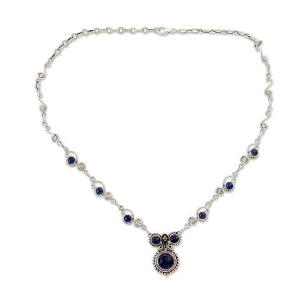 Alternate image for Indian Sterling Silver and Lapis Lazuli Necklace Meerut Magic