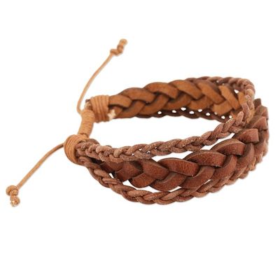 Alternate image for Unisex Braided Leather Wristband Bracelet Braided Charm