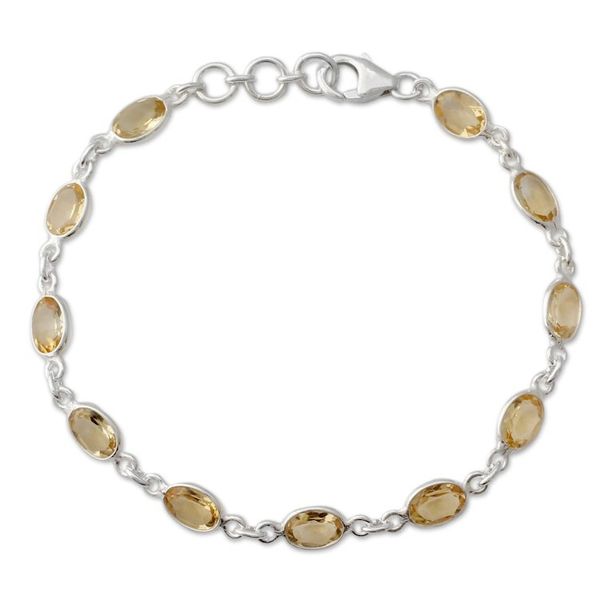 Alternate image for India Handcrafted Sterling Silver Citrine Tennis Bracelet Romantic Yellow