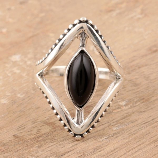 Alternate image for Marquise Onyx Cocktail Ring Crafted in India Magical Kite