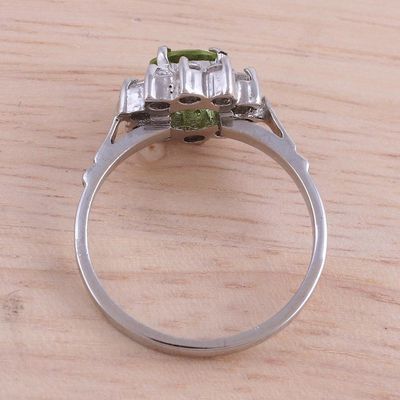 Alternate image for Sparkling Peridot Cocktail Ring from India Verdant Glimmer