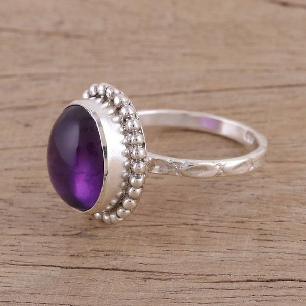 Alternate image for Artisan Handmade Amethyst 925 Sterling Silver Cocktail Ring Serene Dream