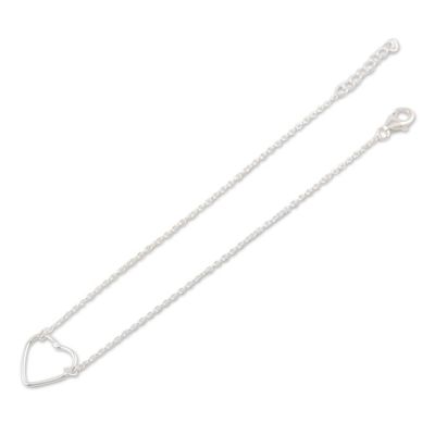 Alternate image for Hand Made Sterling Silver Heart Anklet Intimate Heart