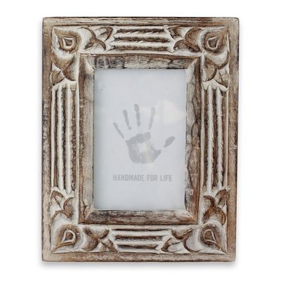 Alternate image for Hand Carved Wooden Photo Frame with Antiqued Finish 4x6 Moradabad Memories