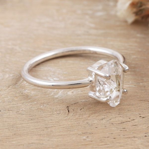 Alternate image for Polished Sterling Silver Solitaire Ring with Clear Quartz Soul Purity