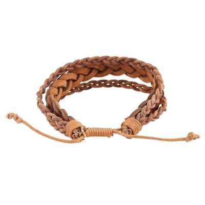 Alternate image for Unisex Braided Leather Wristband Bracelet Braided Charm