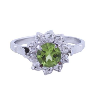Alternate image for Sparkling Peridot Cocktail Ring from India Verdant Glimmer