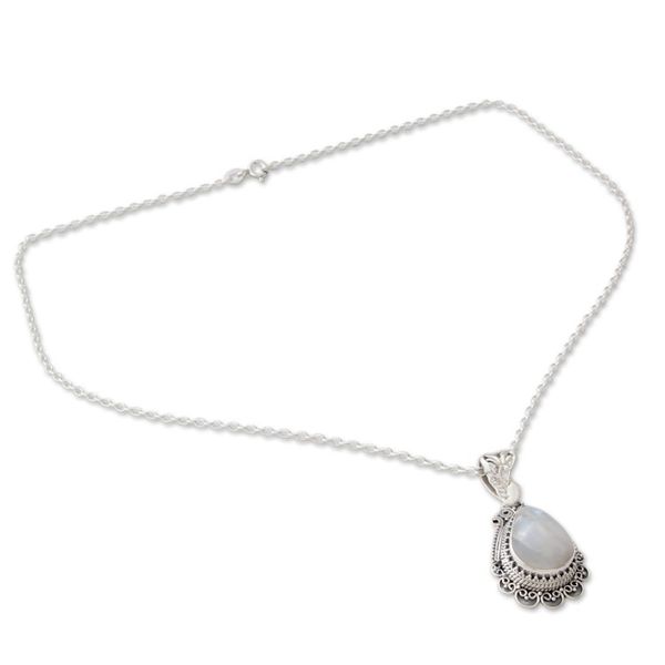 Alternate image for Ornate Handcrafted Sterling Silver Necklace with Moonstone Moonlight Glamour
