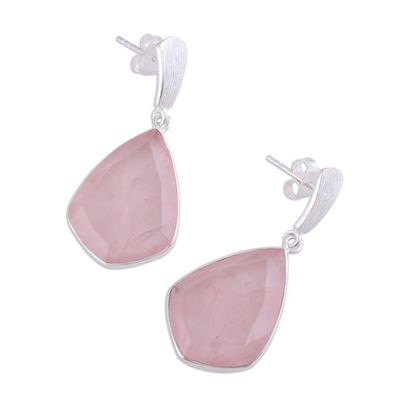 Alternate image for 34 Carat Rose Quartz and Silver Dangle Earrings Blushing Romance
