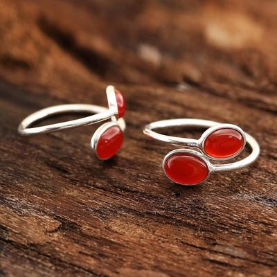Alternate image for Oval Carnelian Toe Rings from india Dainty Ovals