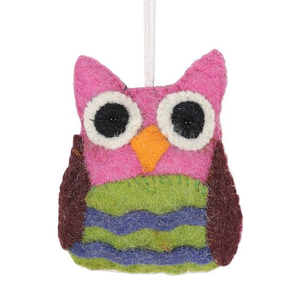 Alternate image for Multicolored Felt Owl Ornaments Set of 6 Magical Owls