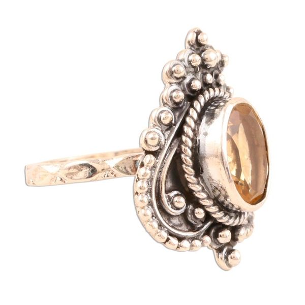 Alternate image for Three Carat Citrine Cocktail Ring from India Golden Magnificence
