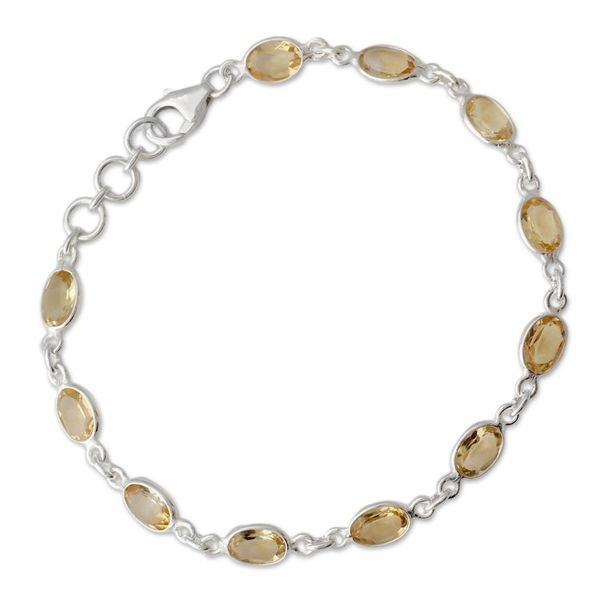 Alternate image for India Handcrafted Sterling Silver Citrine Tennis Bracelet Romantic Yellow